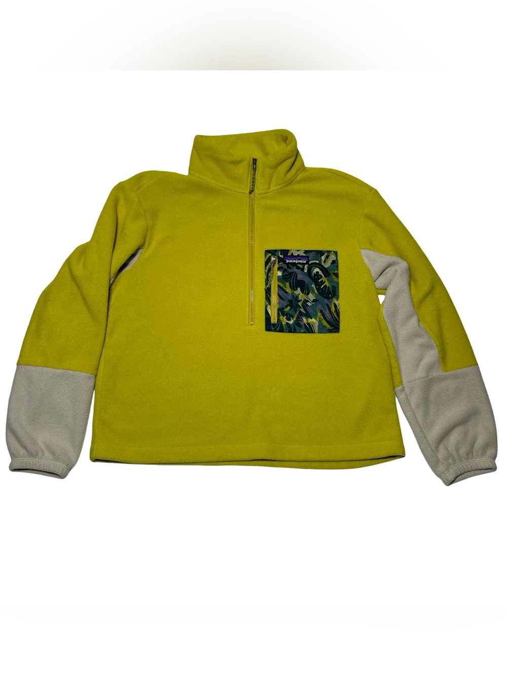 Patagonia Microdini 1/2-Zip Fleece Pullover Yellow Geometric Women’s Size S